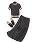 cheap Women&#039;s Two Piece Sets-Women&#039;s Daily Street chic Striped Stand Skirt Regular,Short Sleeve Summer Fall