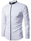 זול חולצות קז&#039;ואל לגברים-בגדי ריקוד גברים חולצה אחיד צווארון עומד(סיני) לבן כחול נייבי שרוול ארוך ליציאה עבודה צמרות / סתיו