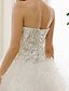 Χαμηλού Κόστους Νυφικά Φορέματα-Αίθουσα Φορεματα για γαμο Βραδινή τουαλέτα Στράπλες Αμάνικο Ουρά μέτριου μήκους Σατέν Νυφικά φορέματα Με Χάντρες Κέντημα Καλοκαίρι 2023 Γαμήλιο Πάρτυ, Γυναικεία Ρούχα