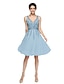 cheap Special Occasion Dresses-A-Line / Fit &amp; Flare V Neck Knee Length Lace / Organza Dress with Beading by TS Couture®