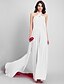 cheap Evening Dresses-Jumpsuits Sheath / Column Celebrity Style Formal Evening Valentine&#039;s Day Dress Halter Neck Sleeveless Court Train Chiffon with Pleats 2021