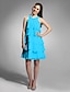 halpa Juhlamekot-Sheath / Column Jewel Neck Knee Length Chiffon Dress with Beading by TS Couture®