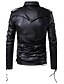 cheap Men&#039;s Jackets &amp; Coats-Men&#039;s Daily Fall / Winter Regular Jacket, Solid Colored Shirt Collar Long Sleeve PU Basic Black / Slim