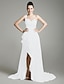 cheap Special Occasion Dresses-Sheath / Column Celebrity Style Dress Formal Evening Sweep / Brush Train Sleeveless One Shoulder Chiffon with Beading Split Front 2024