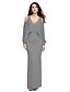 cheap Special Occasion Dresses-Sheath / Column Elegant Dress Formal Evening Floor Length Long Sleeve V Neck Chiffon with Beading 2022