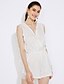 cheap Women&#039;s Jumpsuits &amp; Rompers-Women&#039;s Holiday / Beach Boho Deep V White Romper, Solid Colored Lace S L Sleeveless Summer