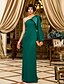 cheap Special Occasion Dresses-Sheath / Column Elegant Dress Wedding Guest Floor Length Long Sleeve One Shoulder Chiffon with Draping 2022