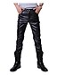 cheap Casual Pants-Men&#039;s Skinny Trousers Faux Leather Pants Casual Pants Solid Colored Full Length Work Daily Holiday PU Streetwear Stylish Slim Silver Black Micro-elastic