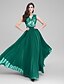 cheap Special Occasion Dresses-A-Line V Neck Floor Length Chiffon / Lace Bodice Prom / Formal Evening Dress with Lace / Sash / Ribbon by TS Couture®