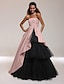 billiga Special Occasion Dresses-Ball Gown Celebrity Style Inspired by Venice Film Festival Open Back Quinceanera Formal Evening Dress Strapless Straight Neckline Sleeveless Floor Length Satin Tulle with Side Draping 2021