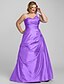 cheap Evening Dresses-A-Line Elegant Prom Formal Evening Dress One Shoulder Sleeveless Floor Length Taffeta with Beading Side Draping 2020