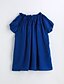preiswerte Mode für Mädchen-Mädchen Gerüscht Solide Kurzarm Baumwolle Kleid Königsblau
