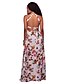 cheap Maxi Dresses-Women&#039;s Floral Maxi White Black Dress Summer Club Sheath Floral Halter Neck Black Cut Out Split S M