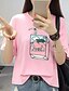 Χαμηλού Κόστους Γυναικεία T-Shirts-Γυναικείο T-shirt Καθημερινά Καθημερινό Μονόχρωμο Στάμπα,Κοντομάνικο Στρογγυλή Λαιμόκοψη Βαμβάκι