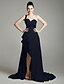 cheap Special Occasion Dresses-Sheath / Column Celebrity Style Dress Formal Evening Sweep / Brush Train Sleeveless One Shoulder Chiffon with Beading Split Front 2024