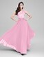 cheap Special Occasion Dresses-A-Line V Neck Floor Length Chiffon / Lace Bodice Prom / Formal Evening Dress with Lace / Sash / Ribbon by TS Couture®