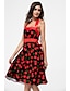 cheap Vintage Dresses-Women&#039;s Lace up Party Vintage Swing Dress - Fruit Backless / Print Halter Neck Cotton Black M L XL