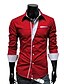 cheap Men&#039;s Shirts-Men&#039;s Shirt Solid Colored Long Sleeve Daily Tops Casual Classic Collar Red Navy Blue White / Fall / Spring