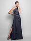 cheap Special Occasion Dresses-Sheath / Column Open Back Dress Formal Evening Military Ball Floor Length Sleeveless One Shoulder Chiffon with Side Draping 2023