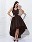 cheap Cocktail Dresses-Ball Gown 1950s Minimalist Holiday Homecoming Cocktail Party Dress Spaghetti Strap Sleeveless Asymmetrical Taffeta with Pleats Ruched 2020 / Prom