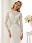 cheap Wedding Dresses-A-Line Bateau Neck Sweep / Brush Train Chiffon Lace Wedding Dress with Lace by LAN TING BRIDE®