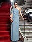 cheap Evening Dresses-Sheath / Column Elegant Dress Formal Evening Floor Length Short Sleeve One Shoulder Jersey with Side Draping 2022