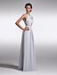 cheap Prom Dresses-Sheath / Column Beautiful Back Illusion Detail Prom Formal Evening Dress Scoop Neck Sleeveless Floor Length Chiffon with Beading Side Draping 2021