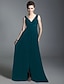 cheap Special Occasion Dresses-Ball Gown V Neck / Straps Floor Length Chiffon Dress with Beading / Criss Cross by TS Couture®