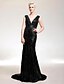 cheap Special Occasion Dresses-Mermaid / Trumpet Elegant Celebrity Style All Celebrity Styles Formal Evening Military Ball Dress V Neck Sleeveless Sweep / Brush Train Sequined with Sequin 2020 / Sparkle &amp; Shine