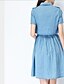 cheap Women&#039;s Dresses-Women&#039;s Daily / Going out Street chic A Line / Sheath / Denim Dress - Solid Colored Split Shirt Collar Spring Cotton Blue L XL XXL