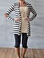 cheap Cardigans-Women&#039;s Cardigan Striped Color Block Long Sleeve Loose Regular Sweater Cardigans Round Neck Fall Spring Black / Holiday / Fine Stripe