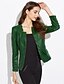 abordables Gilet-Femme Veste de cuir Quotidien Sophistiqué Couleur Pleine Polyuréthane Pour des hommes Costume Rouge / Noir / Vert - Col Carré / Printemps / Grandes Tailles