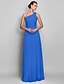 cheap Plesové šaty-Sheath / Column Elegant Dress Prom Floor Length Sleeveless One Shoulder Chiffon Backless with Ruched Beading 2022 / Open Back