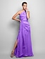 halpa Juhlamekot-Sheath / Column Open Back Dress Formal Evening Military Ball Floor Length Sleeveless One Shoulder Chiffon with Side Draping 2023