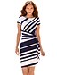 cheap Print Dresses-Women&#039;s Party / Holiday / Club Slim Bodycon Dress - Striped Summer Blue Black Red S M L