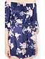 cheap Women&#039;s Dresses-Women&#039;s Off Shoulder Daily Going out Club Boho Flare Sleeve Asymmetrical Sheath Dress - Floral Backless Boat Neck Spring Navy Blue M L XL