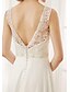 cheap Wedding Dresses-Beach Open Back Wedding Dresses Court Train A-Line Regular Straps V Neck Chiffon With Beading Appliques 2023 Winter Bridal Gowns