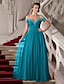 cheap Special Occasion Dresses-A-Line Classic &amp; Timeless Dress Prom Floor Length Short Sleeve Off Shoulder Chiffon with Ruched Beading 2022