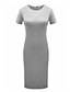 Χαμηλού Κόστους Casual Φορέματα-Γυναικεία Φόρεμα σε γραμμή Α Μίντι φόρεμα Μαύρο Γκρίζο Πράσινο Χακί Κοντομάνικο Μονόχρωμο Καλοκαίρι Στρογγυλή Λαιμόκοψη Πολύ στενό Τ M L XL / Βαμβάκι