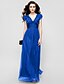 cheap Evening Dresses-A-Line Elegant Formal Evening Military Ball Dress V Neck V Back Sleeveless Floor Length Chiffon with Ruched Ruffles Draping 2022