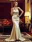 baratos Vestidos de Casamento-Vestidos de noiva Cauda Corte Sereia Sem Manga Decote V Cetim Com Renda Faixa / Fita 2023 Vestidos de noiva