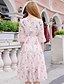 cheap Women&#039;s Dresses-Women&#039;s Daily Going out Cute Casual Sophisticated A Line Sheath Chiffon Midi Dress Ruffle Print Round Neck Half Sleeves