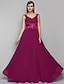 cheap Evening Dresses-A-Line Elegant Prom Formal Evening Dress V Neck Sleeveless Floor Length Chiffon with Ruched Appliques 2021