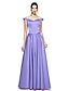 cheap Special Occasion Dresses-A-Line Elegant Formal Evening Dress Off Shoulder Sleeveless Floor Length Satin with Bow(s) 2021