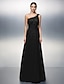 cheap Prom Dresses-A-Line Elegant Dress Holiday Cocktail Party Floor Length Sleeveless One Shoulder Tulle with Appliques 2023