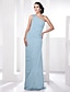 cheap Evening Dresses-Sheath / Column Elegant Dress Prom Formal Evening Floor Length Sleeveless One Shoulder Chiffon with Beading Side Draping 2023