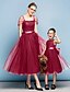 preiswerte Kleider für die Blumenmädchen-Prinzessin Tee-Länge Blumenmädchenkleid Süßes Ballkleid Tüll mit Schleife(n) Übergröße Elegant Fit 3-16 Jahre