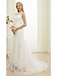 cheap Wedding Dresses-Mermaid / Trumpet Bateau Neck Court Train Lace / Tulle Made-To-Measure Wedding Dresses with Beading / Appliques / Pattern by LAN TING BRIDE® / Open Back