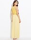 abordables Robes Maxi-Femme Bohème Maxi Jaune Robe Bohème Eté Sortie Trapèze Autre Col Ras du Cou Le style rétro Sans Manches