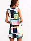 Χαμηλού Κόστους Casual Φορέματα-Γυναικεία Φόρεμα σε ευθεία γραμμή Μίνι φόρεμα Ουράνιο Τόξο Αμάνικο Γεωμετρικό Στάμπα Καλοκαίρι Στρογγυλή Λαιμόκοψη Τ M L XL / Βαμβάκι
